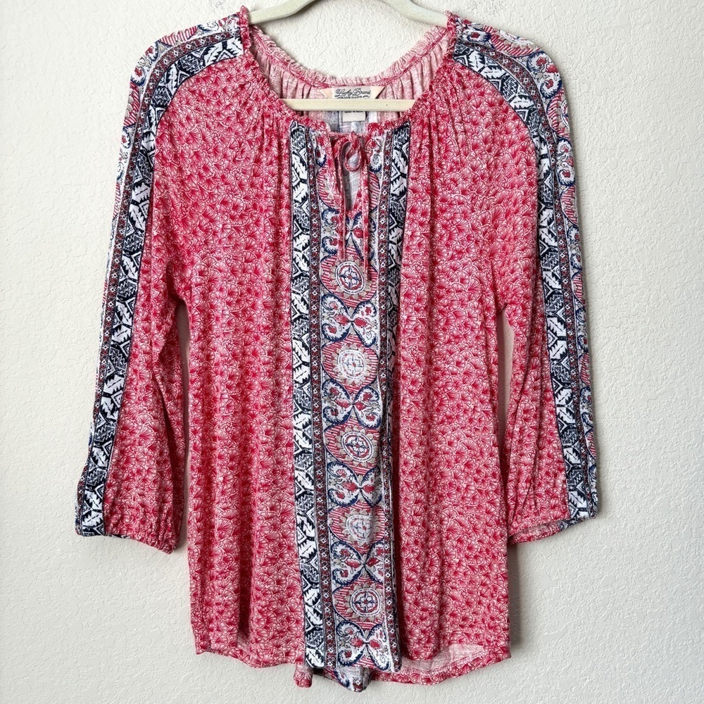 Lucky Brand Boho Print Peasant Top
